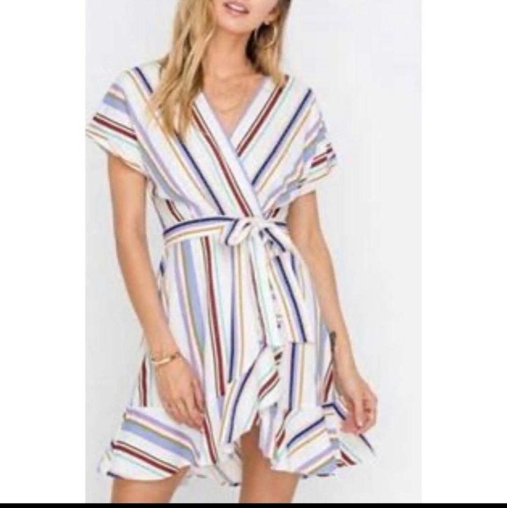 Hush striped dress w/sash belt detail Size Med